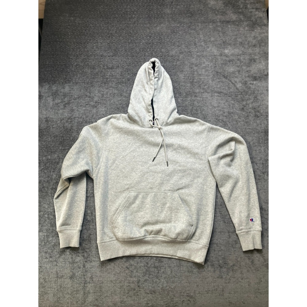 Champion Authentic Athleticwear Hoodie Mens Medium Heather Gray Knit Cotton Logo